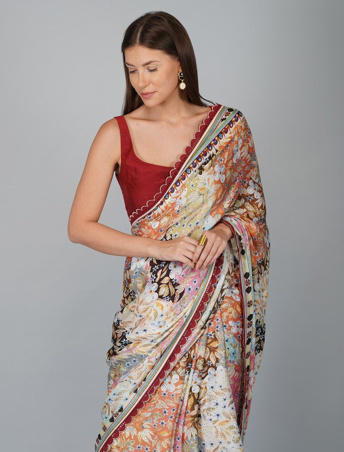 MELANGE PRINT KORA SAREE