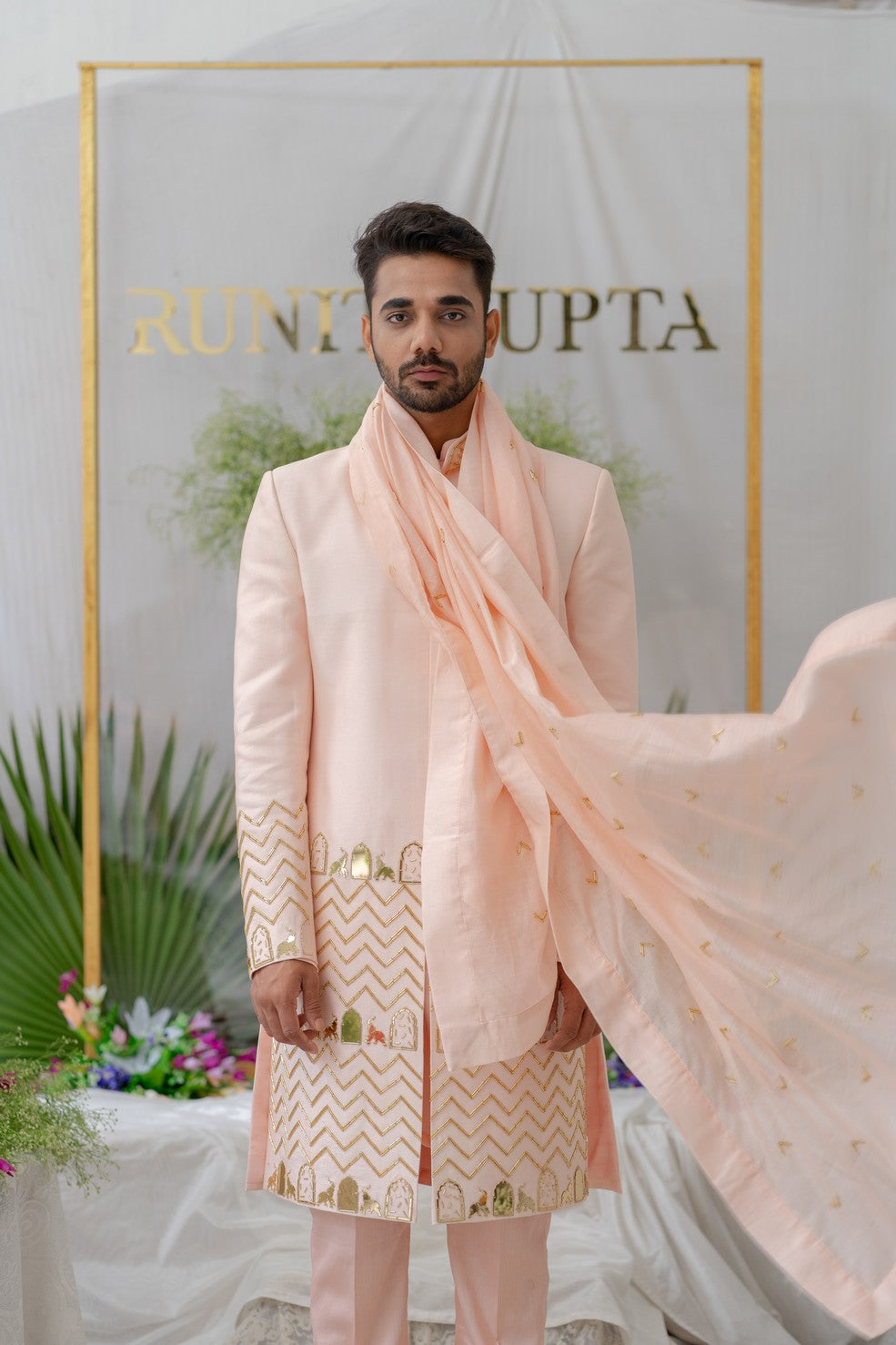 pink sherwani for groom