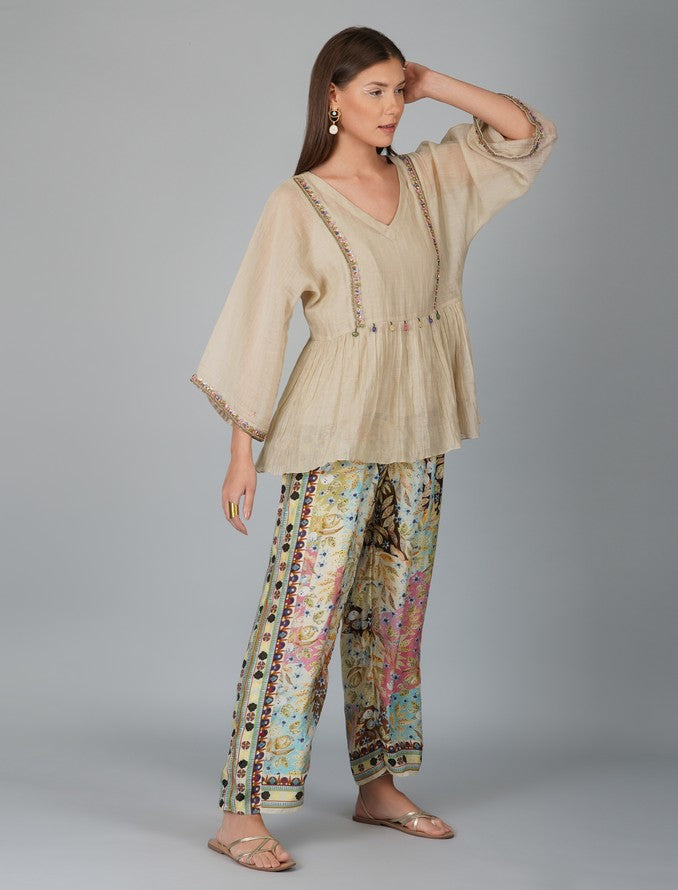 MELANGE PRINT PANTS WITH OVERSIZED TOP