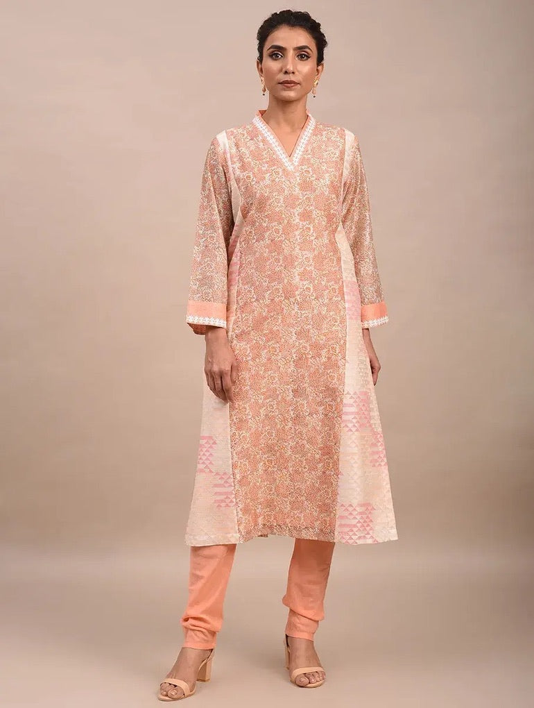 CHANDERI KURTA WITH LACE