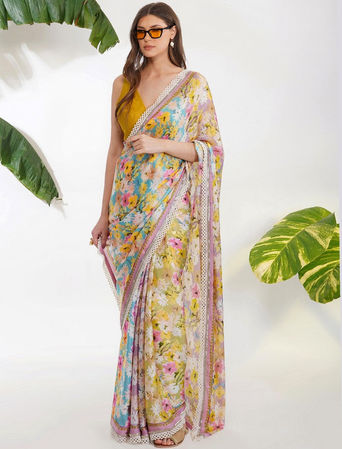 SUMMER PRINT SAREE SET