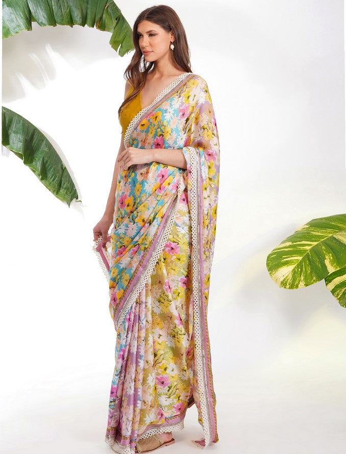 SUMMER PRINT SAREE SET