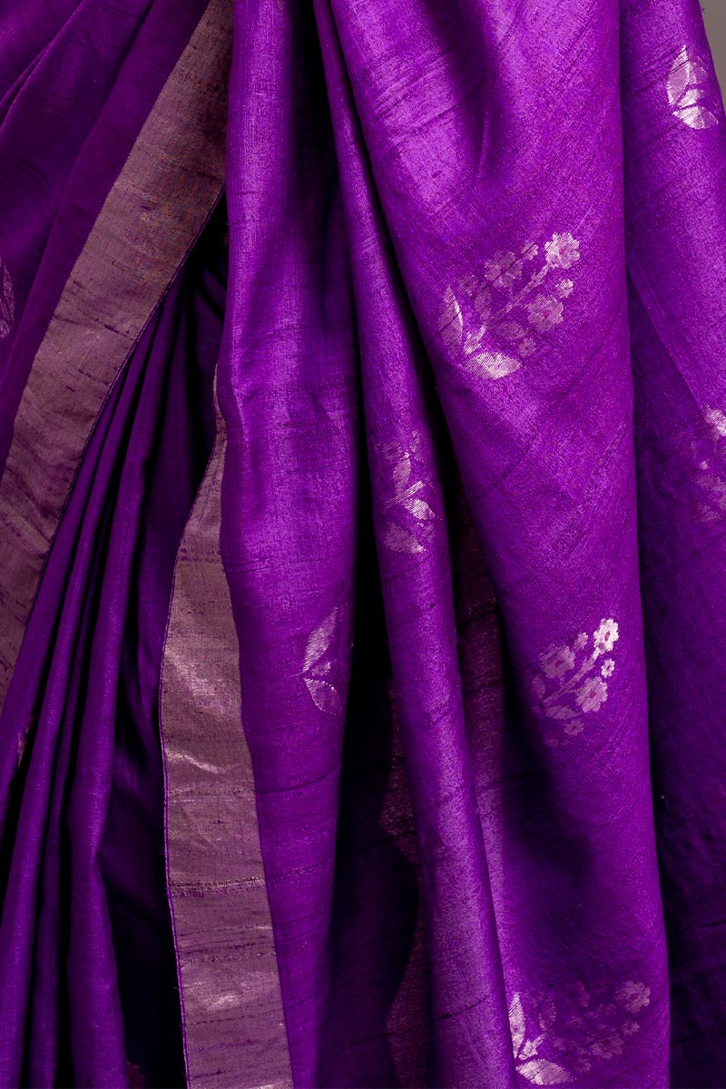 Purple Jamdani Handloom Silk Saree