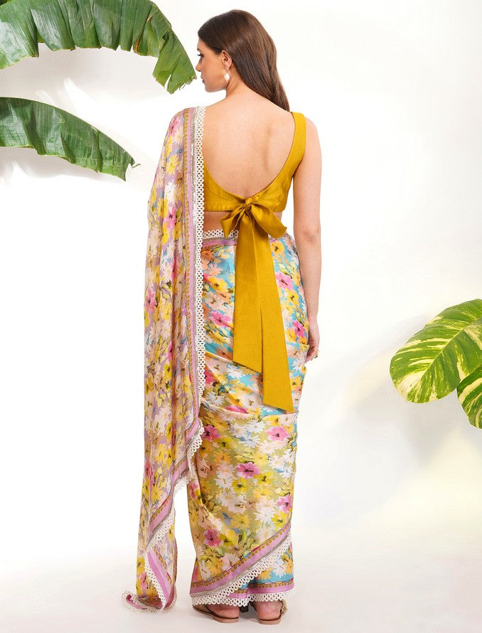 SUMMER PRINT SAREE SET