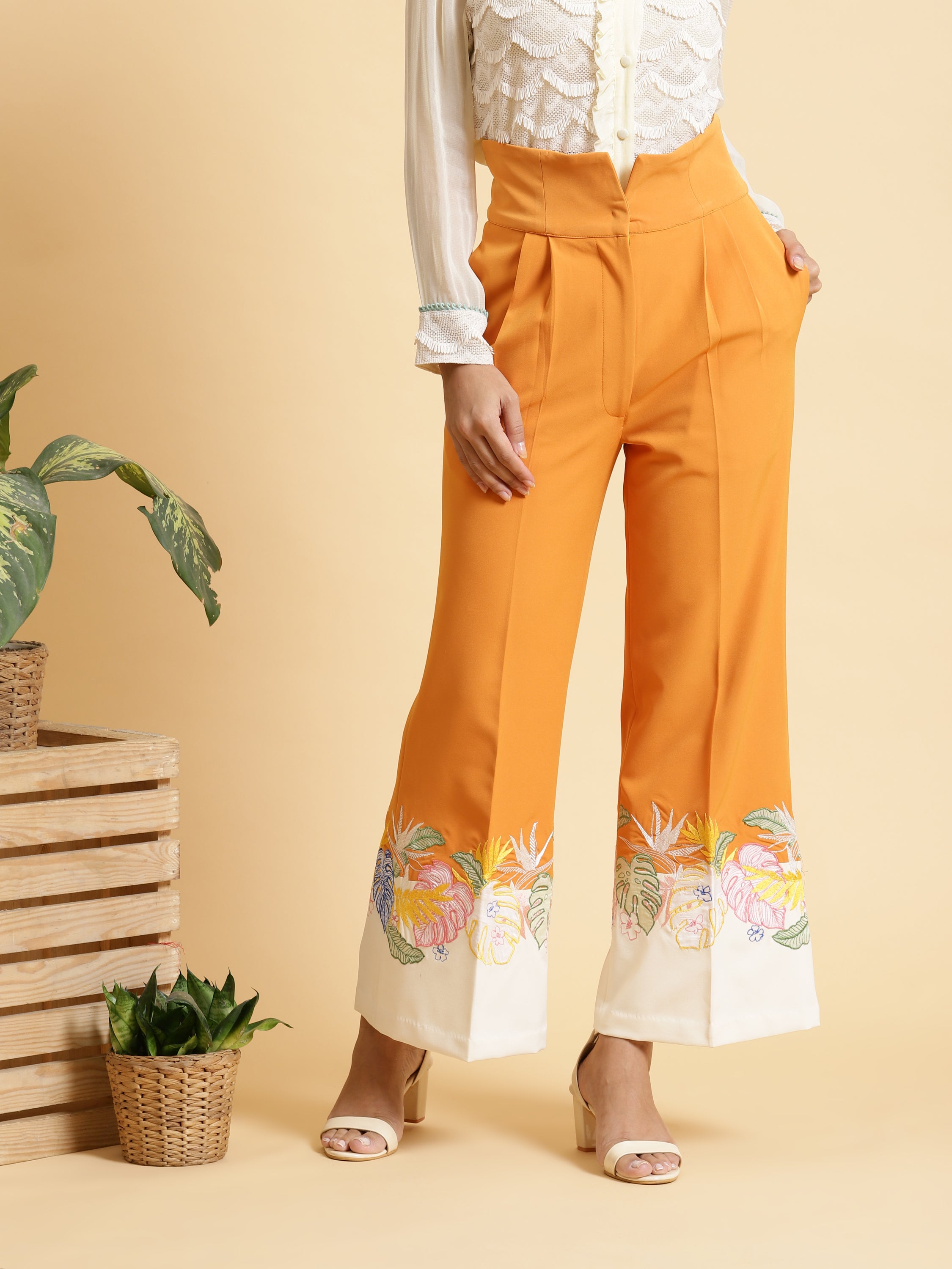 High Waisted Wide-Leg Trousers