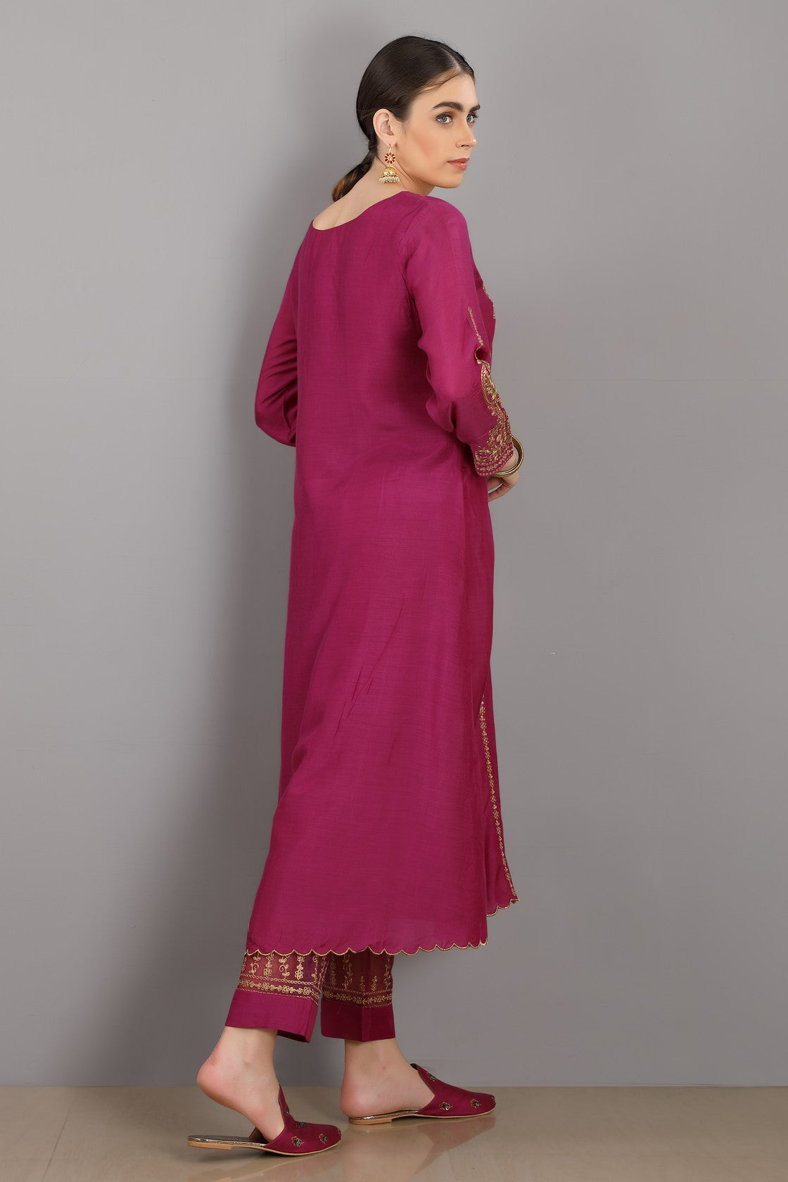 Magenta Chanderi  Kurta