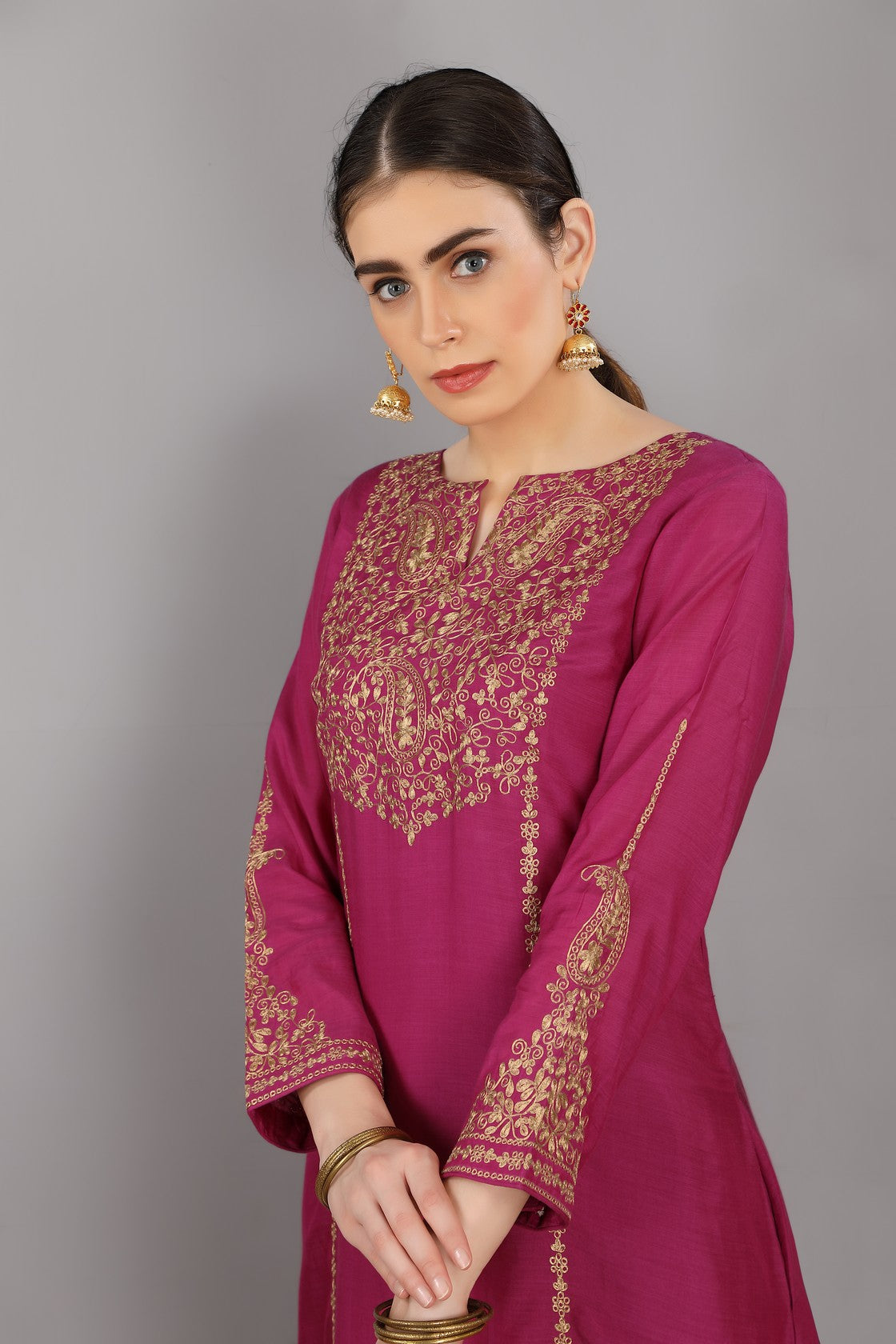 Magenta Chanderi  Kurta