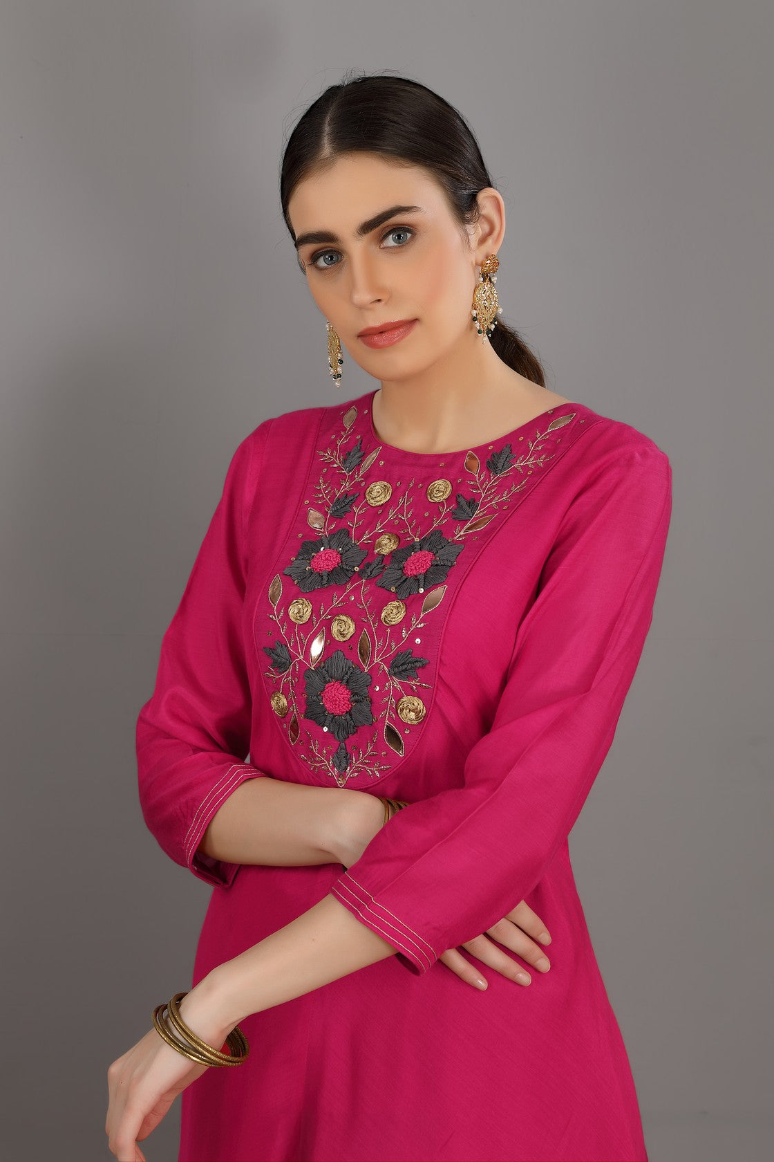 Rani pink Kurta set