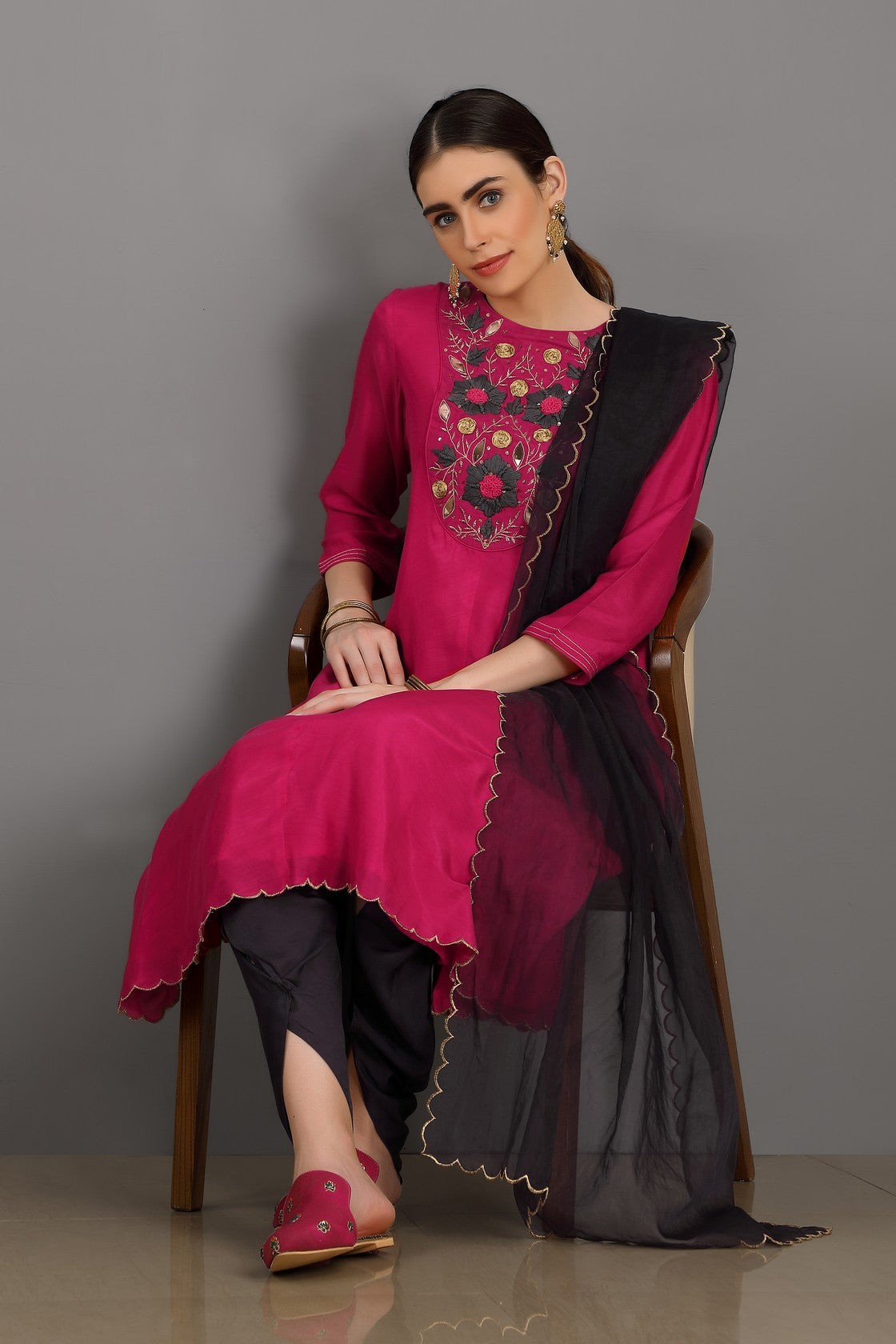 Rani pink Kurta set