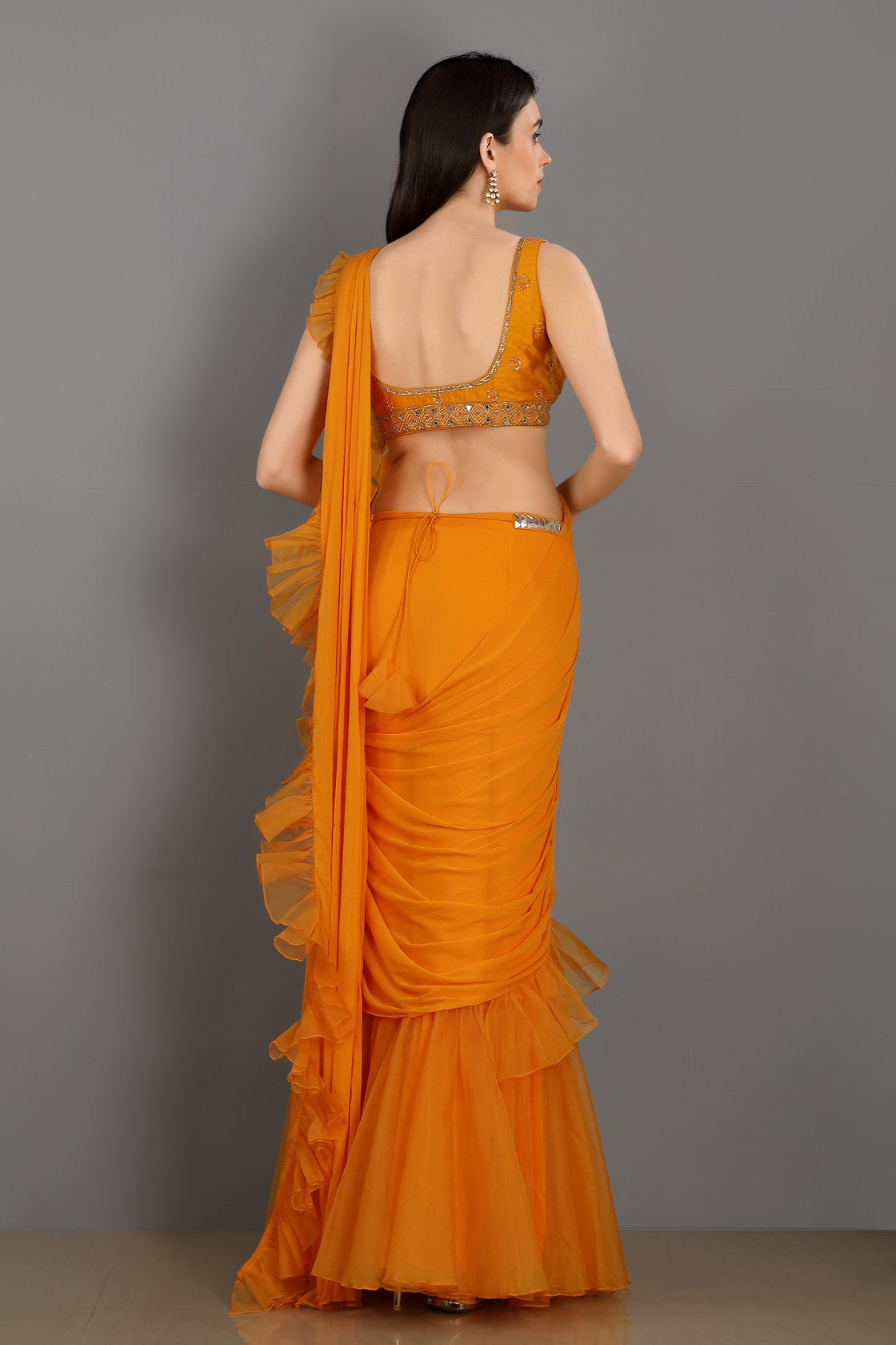 Orange Drape Saree