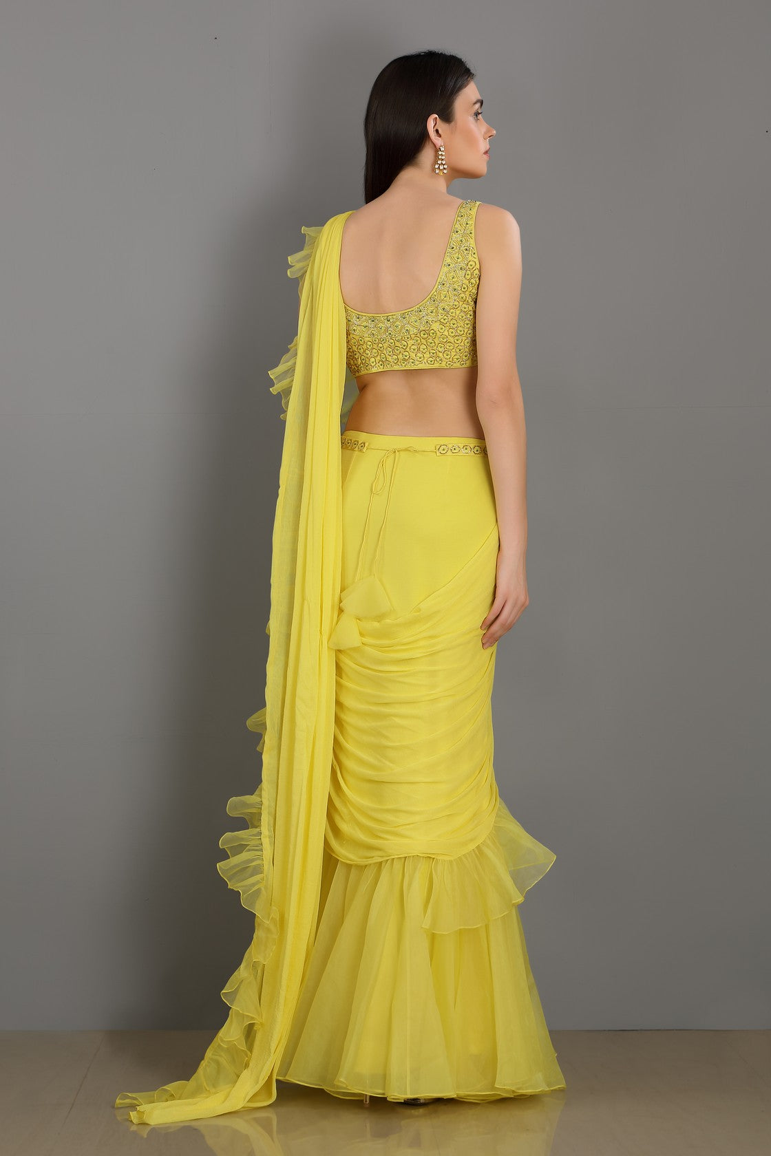 Lemon Drape Saree