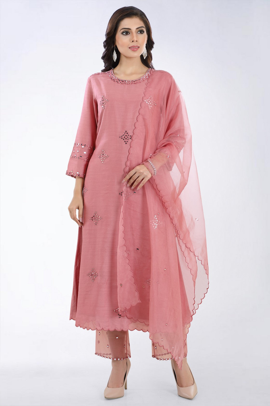 Onion Pink Chanderi kurta set