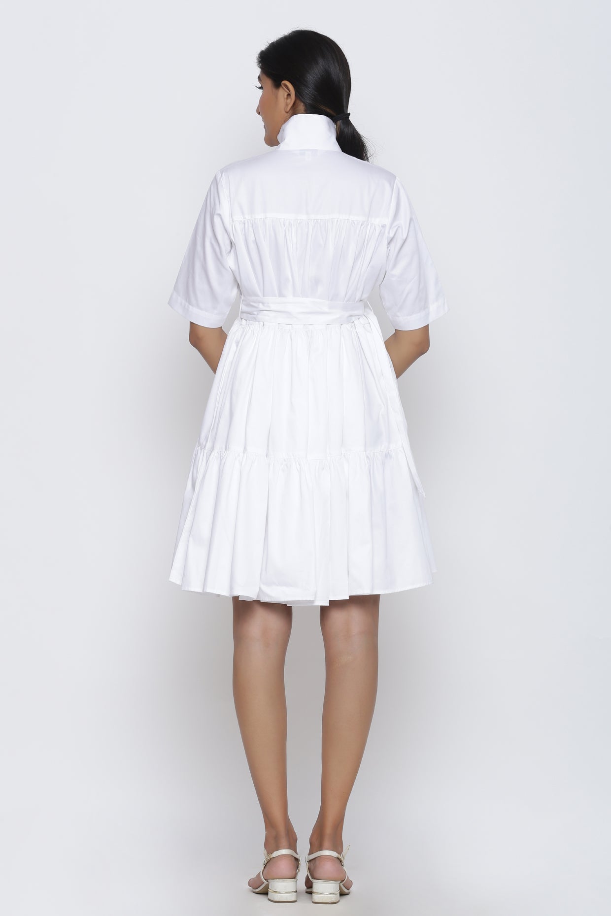 Three Tier Drama Dress With Belt