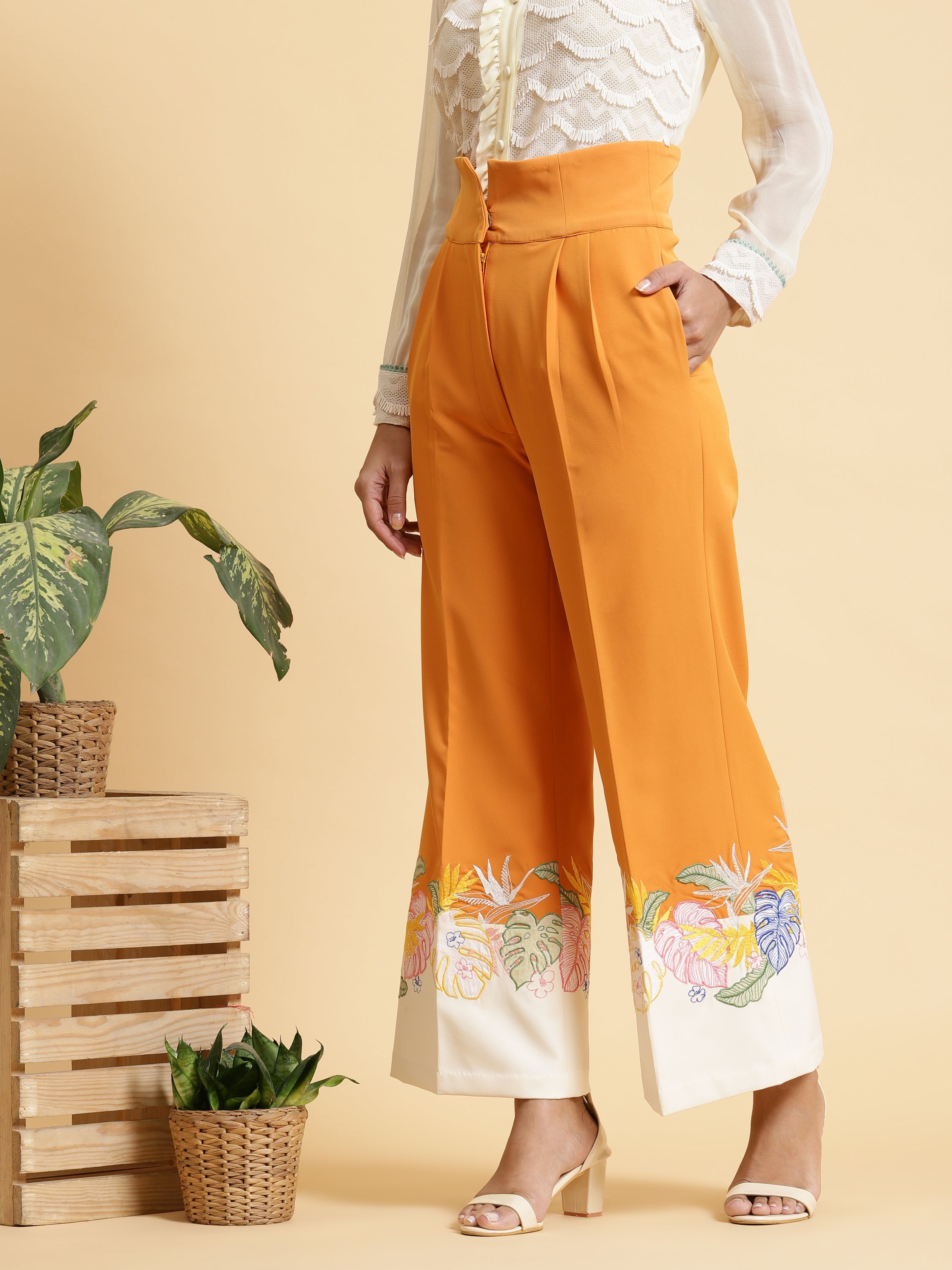 High Waisted Wide-Leg Trousers