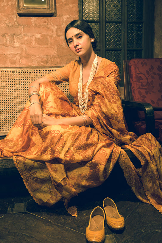 Mustard Handloom Saree