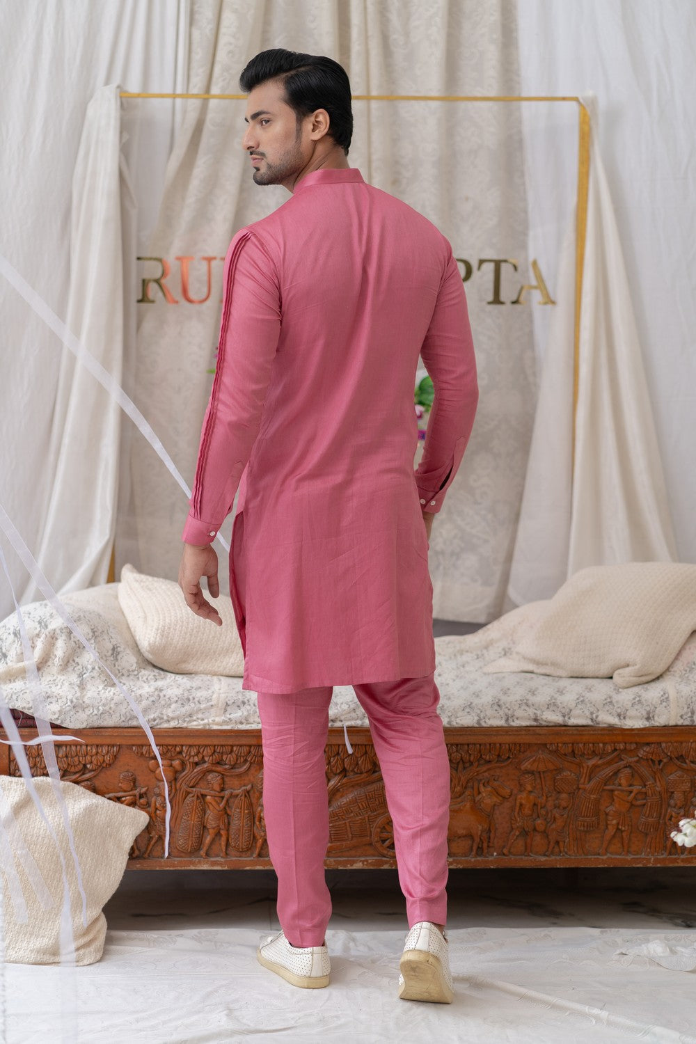 pink kurta for men