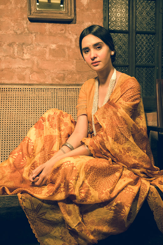 Mustard Handloom Saree