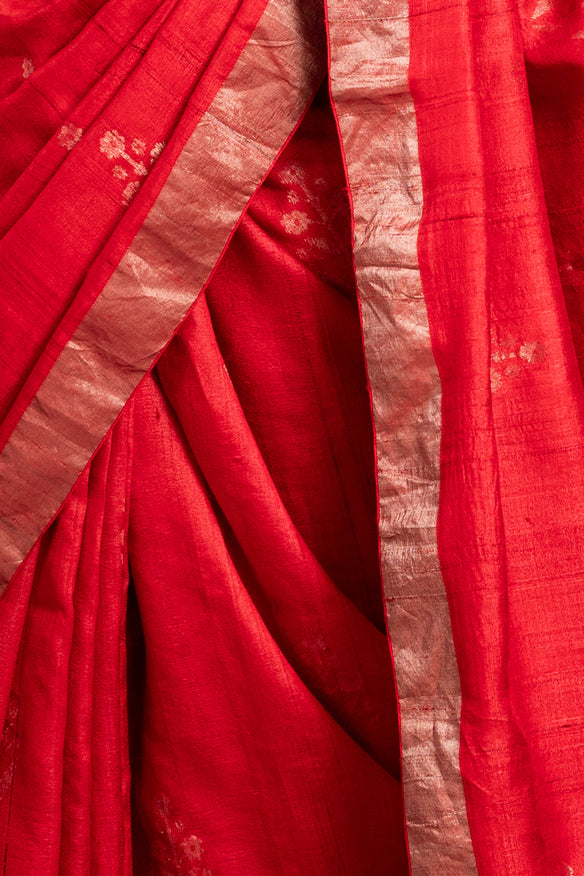 Red Jamdani Handloom Silk Saree