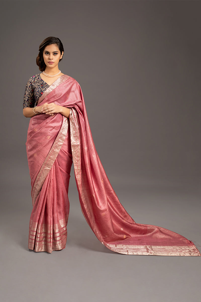 Pink Jamdani Handloom Saree