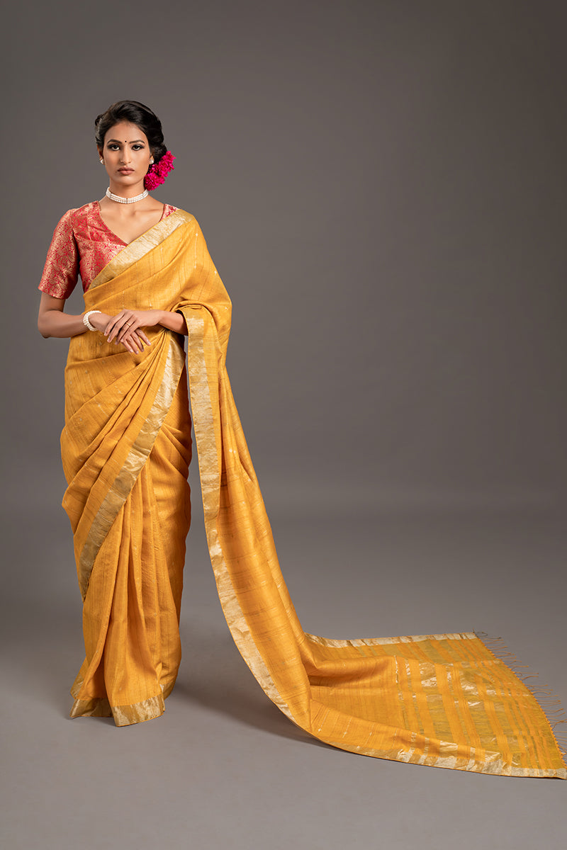 Turmeric Jamdani Handloom Saree