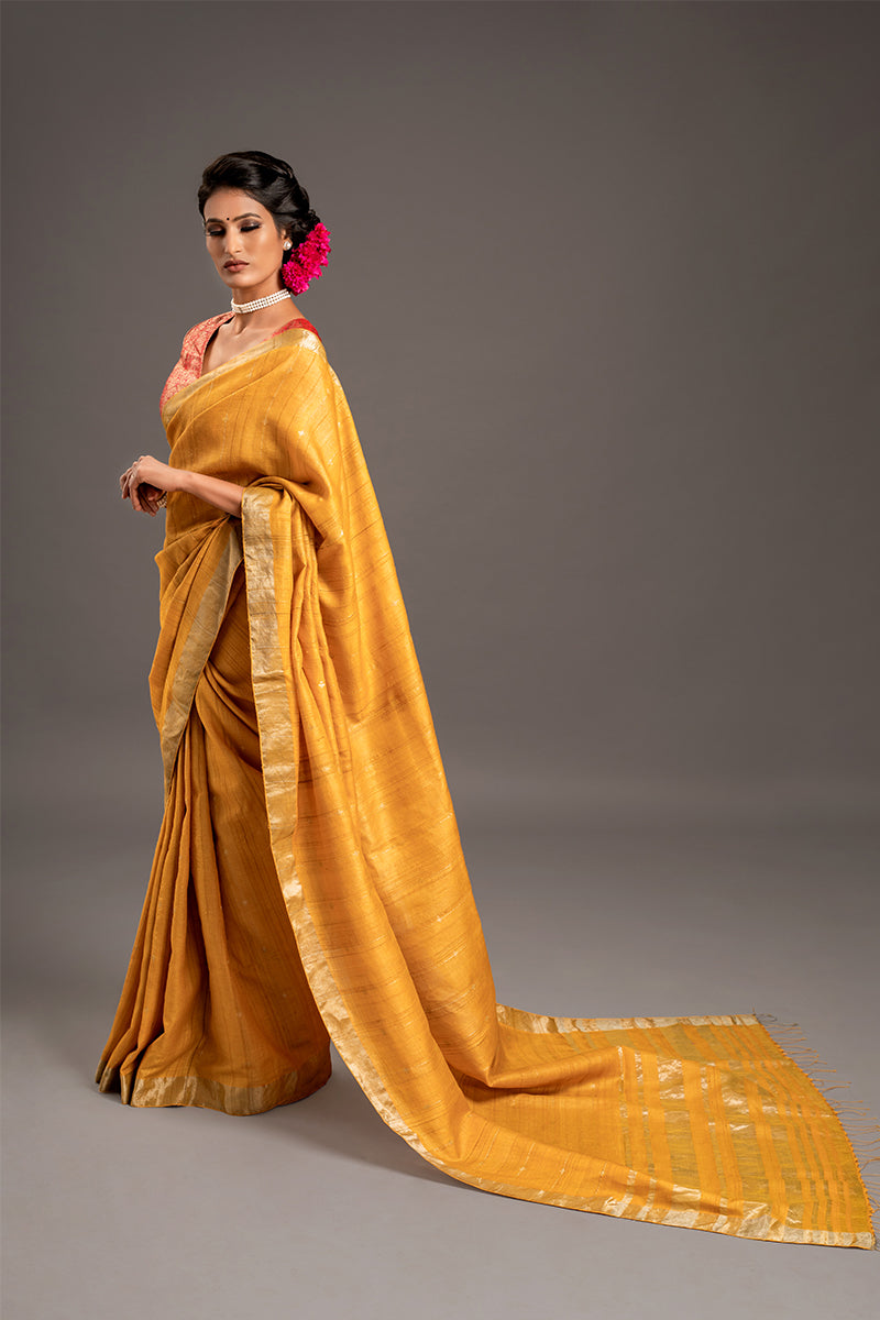 Turmeric Jamdani Handloom Saree