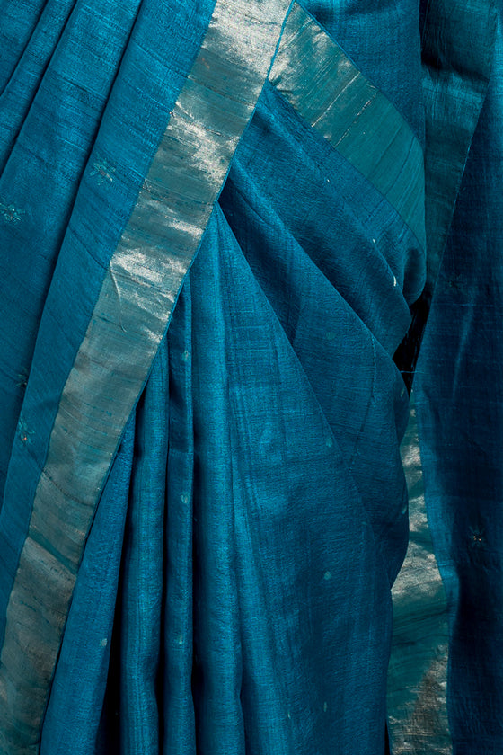 Azure Blue Jamdani Handloom Saree