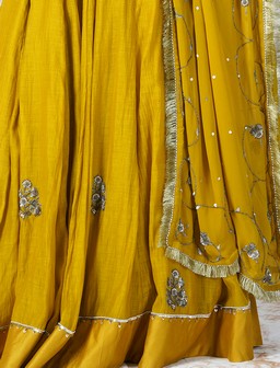 ANTIQUE WORK  MUSTARD LEHENGA SET