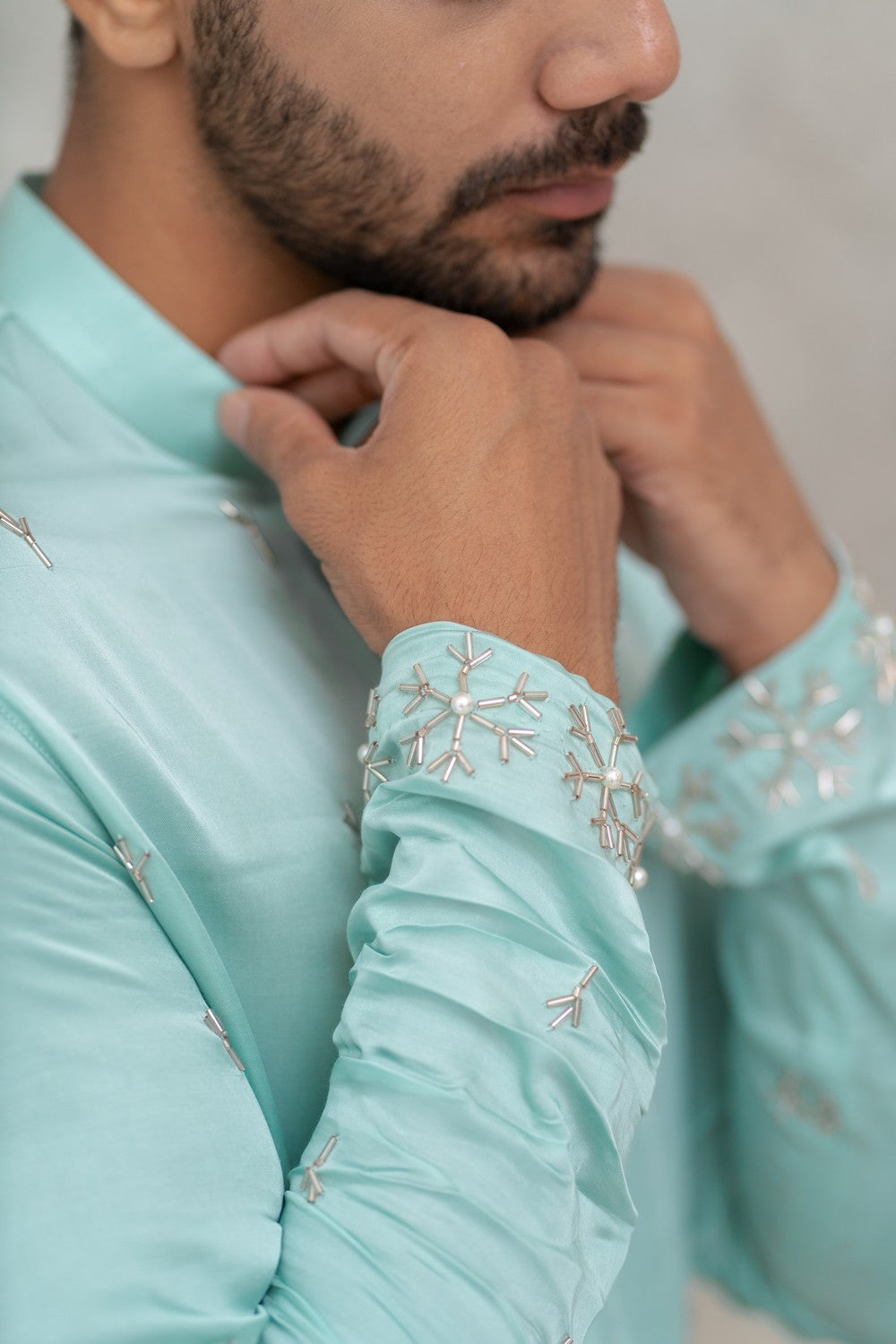 mens white embroidered kurta