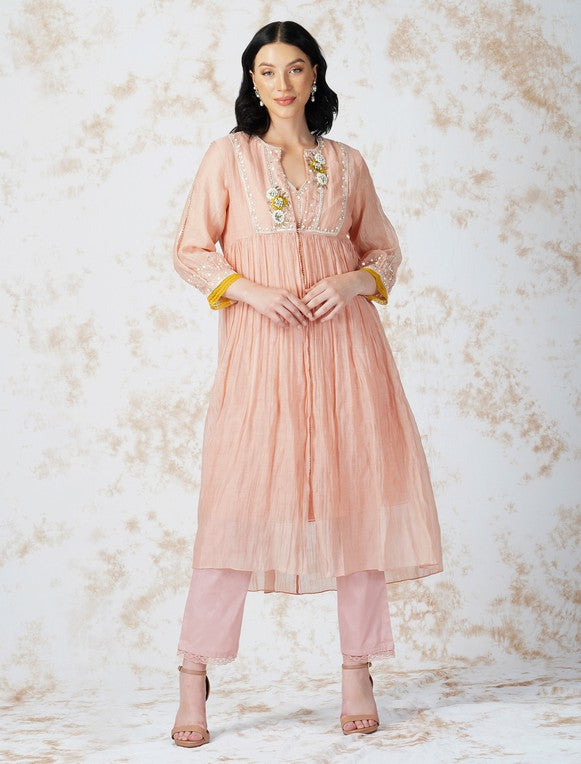 BAROQUE FLOWER LAYERED KURTA SET