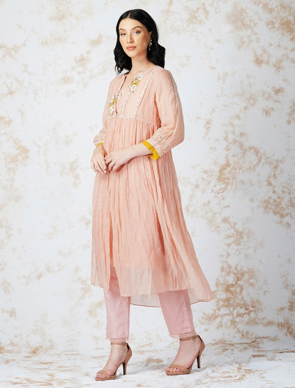 BAROQUE FLOWER LAYERED KURTA SET