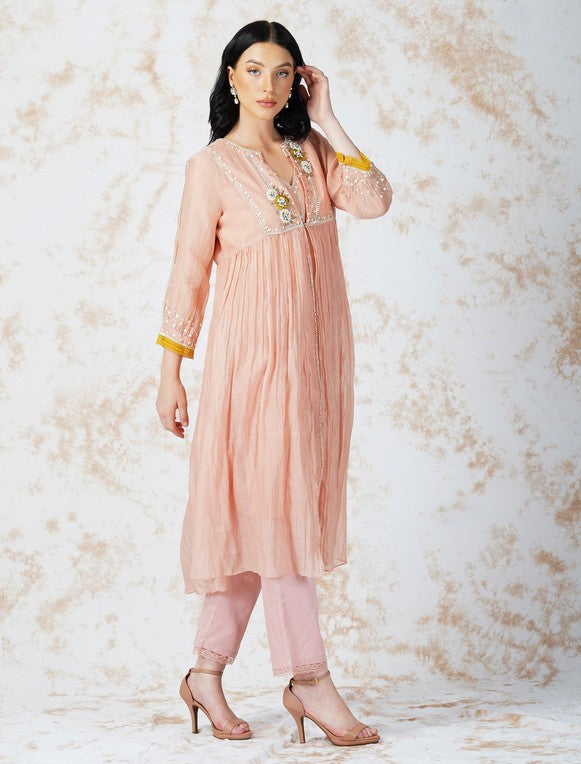 BAROQUE FLOWER LAYERED KURTA SET