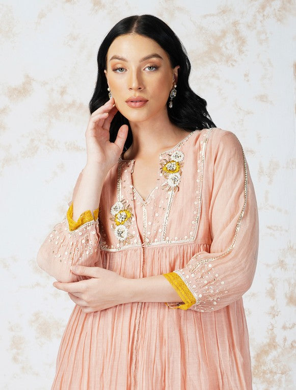 BAROQUE FLOWER LAYERED KURTA SET