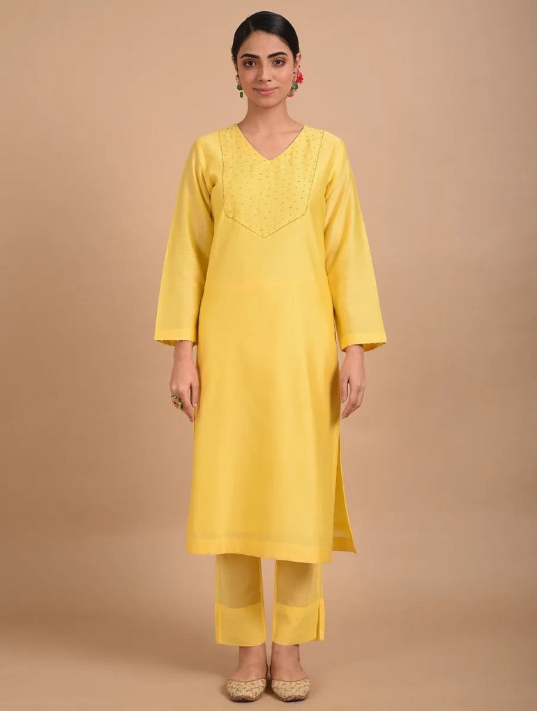 YELLOW KURTA WITH PANTS