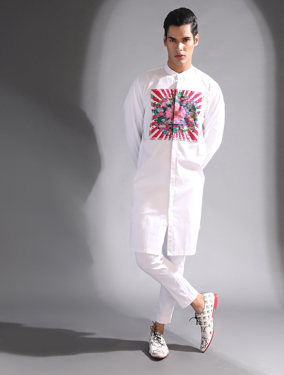 Aaditya White Long Kurta Pant Set