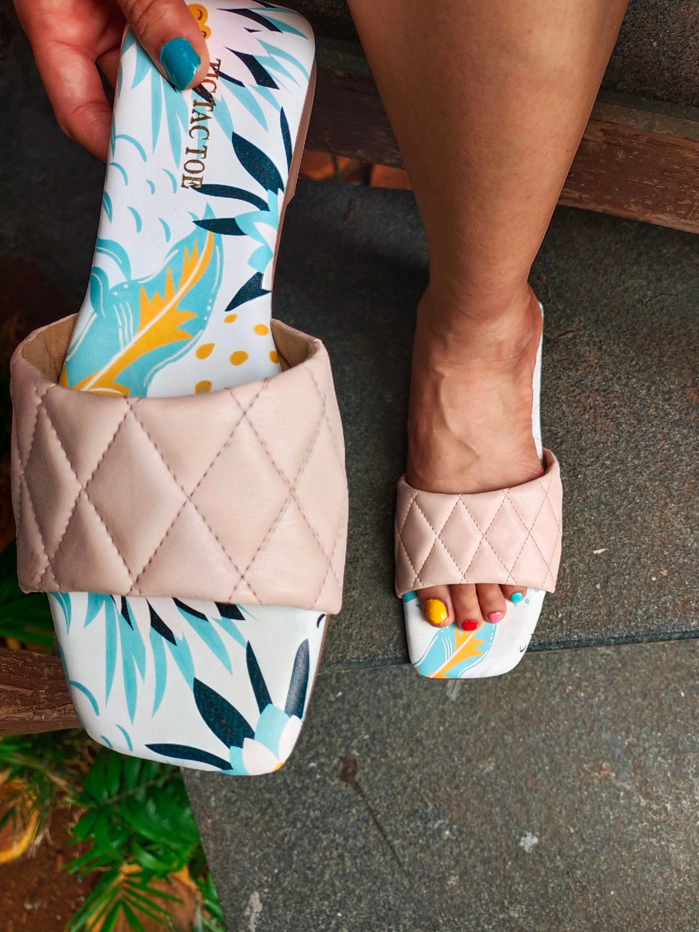 Nude Pink Azure Slider Footwear