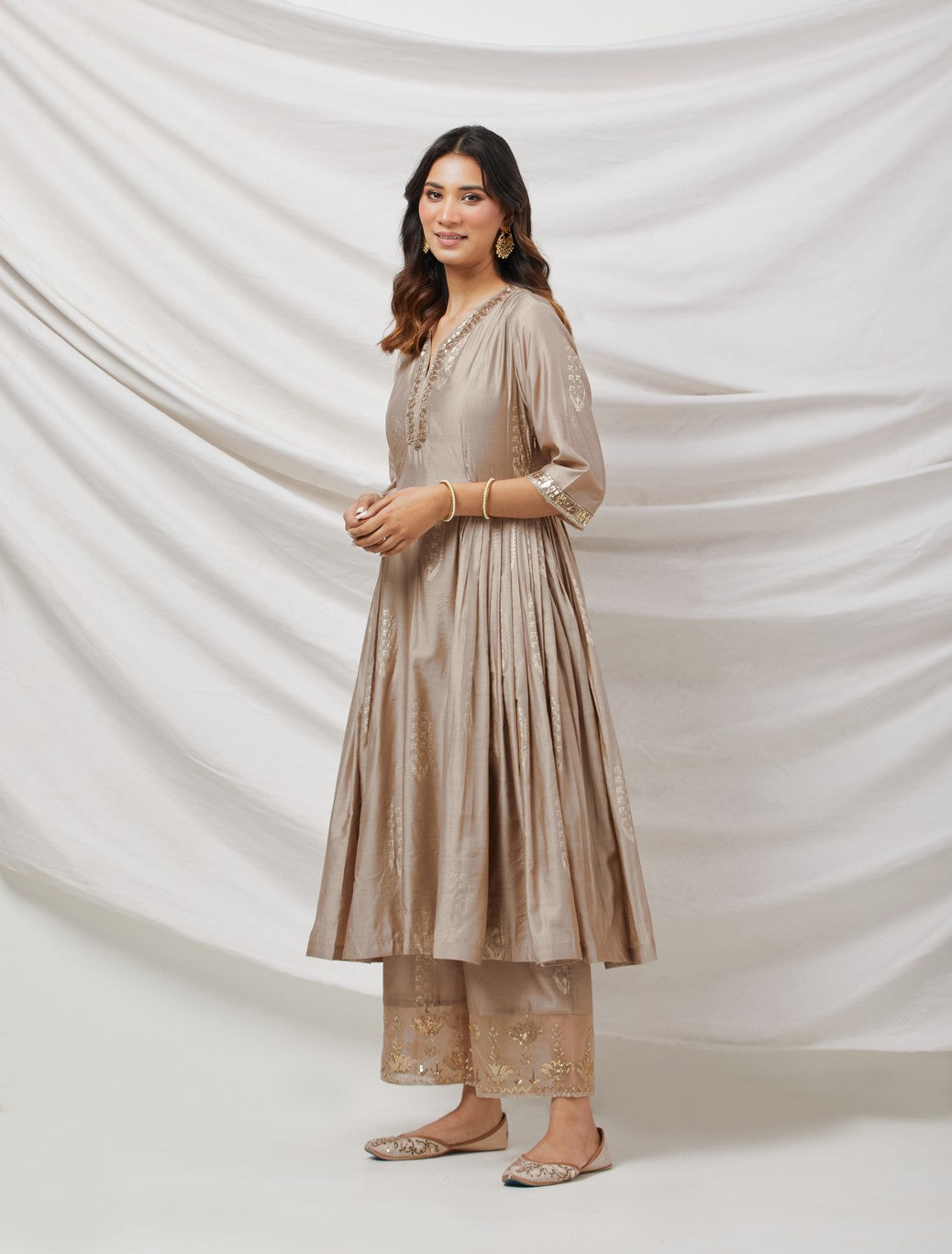 Grey Cotton Silk Kurta Set