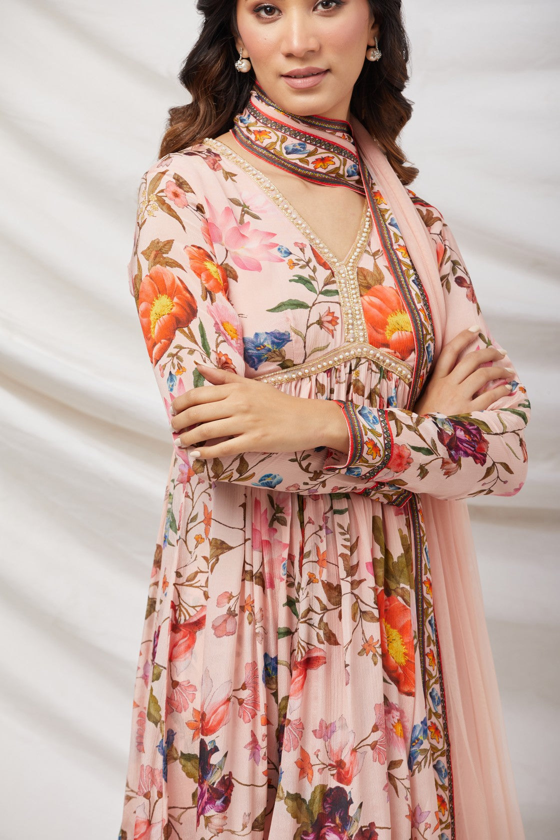 Baby Pink Printed Sharara Set