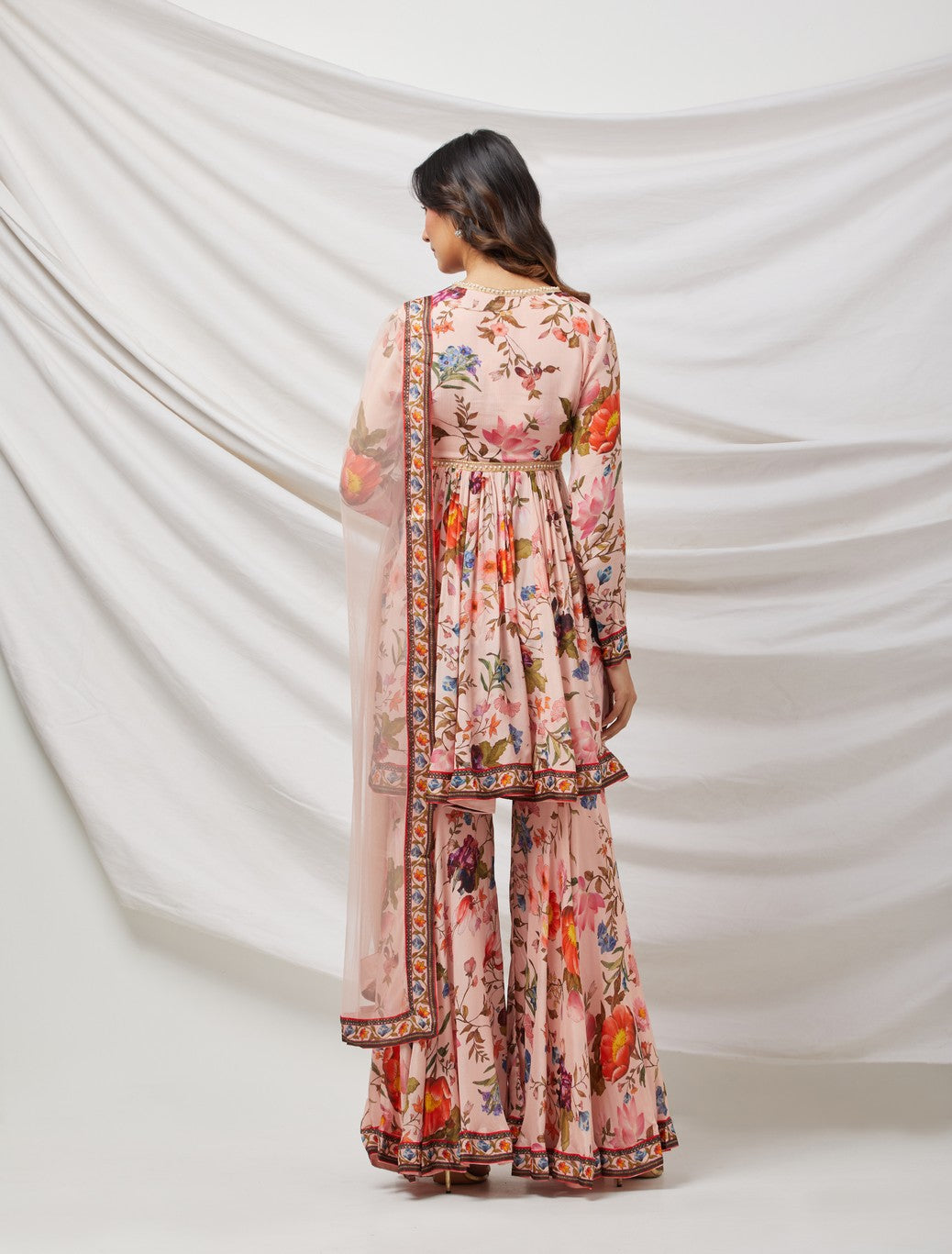 Baby Pink Printed Sharara Set