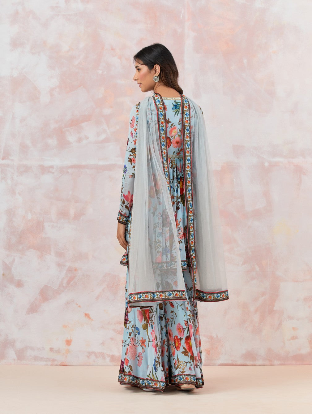 Ice Blue Printed Sharara Set