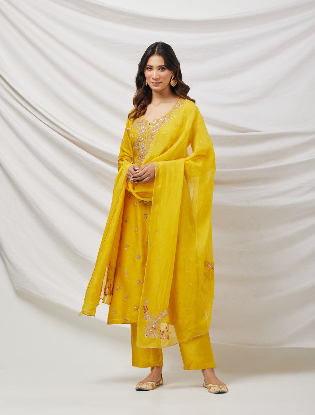 Yellow Suit Set With Dupatta