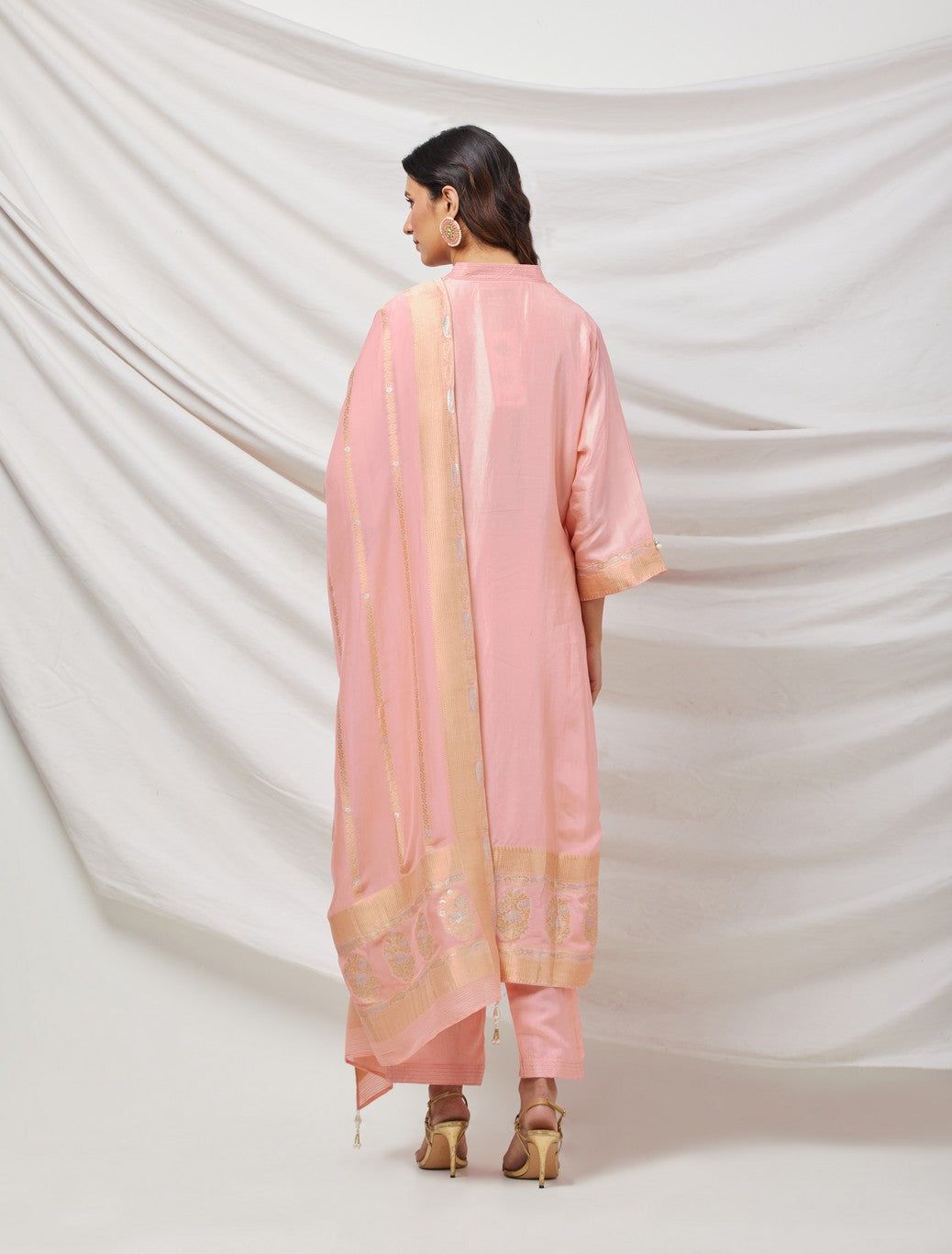 Pink Banarasi Silk Suit Set