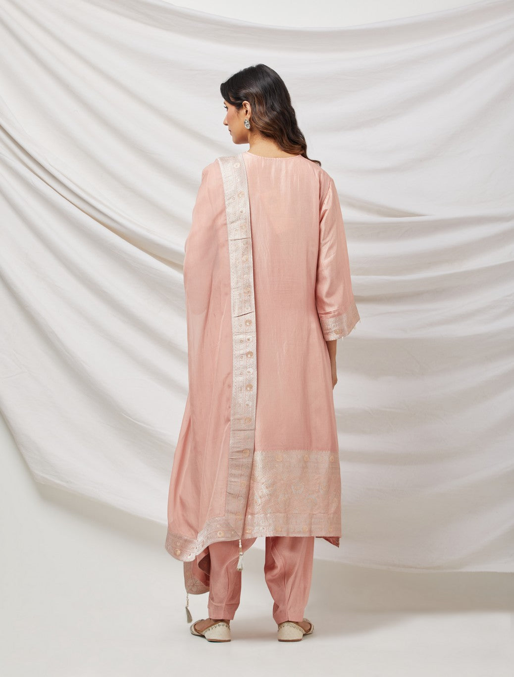 Pink Banarasi Silk Kurta Set