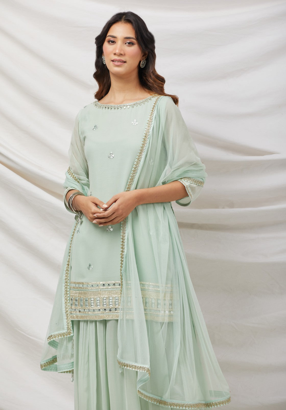 Aqua Blue Embroidered Kurta Set