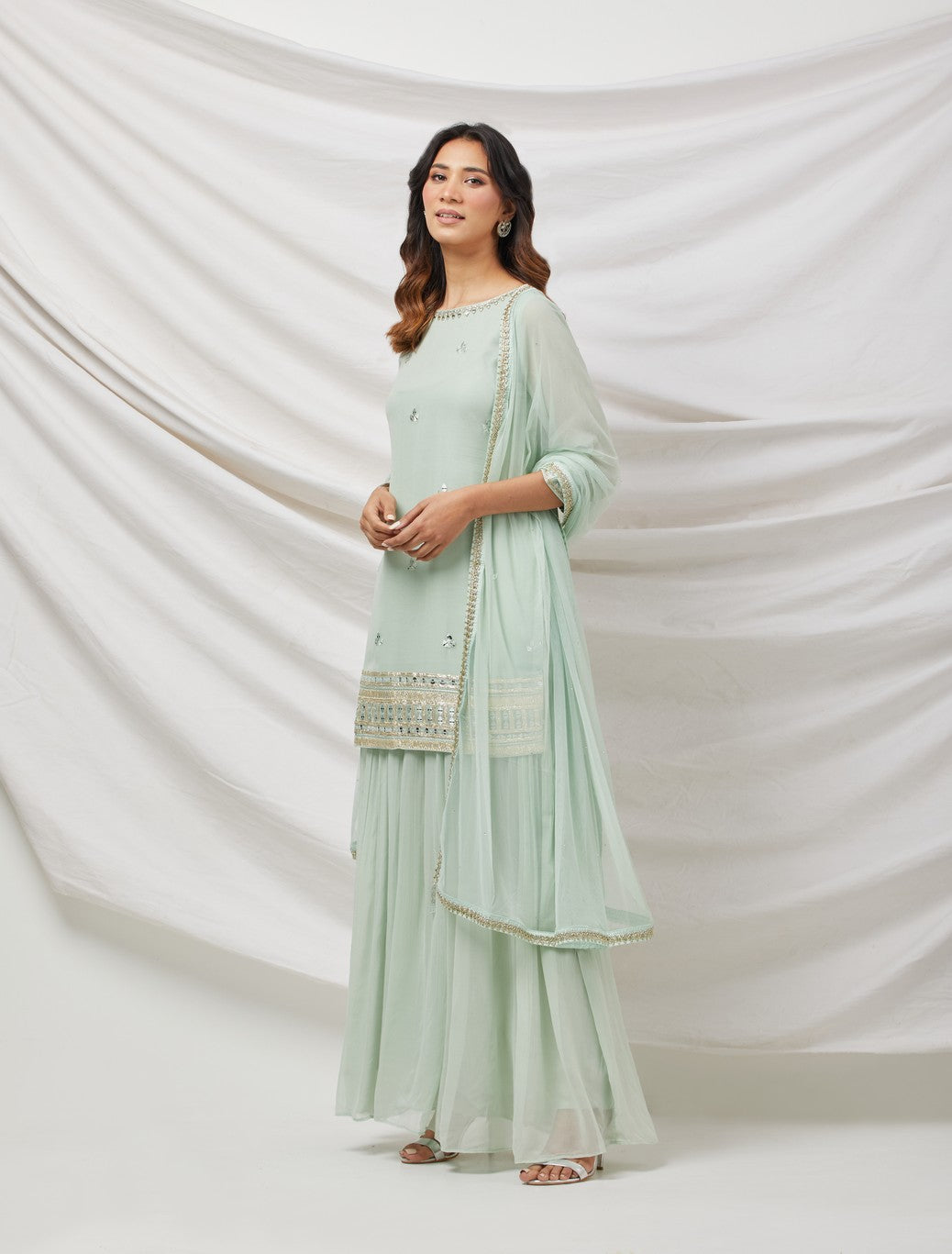 Aqua Blue Embroidered Kurta Set