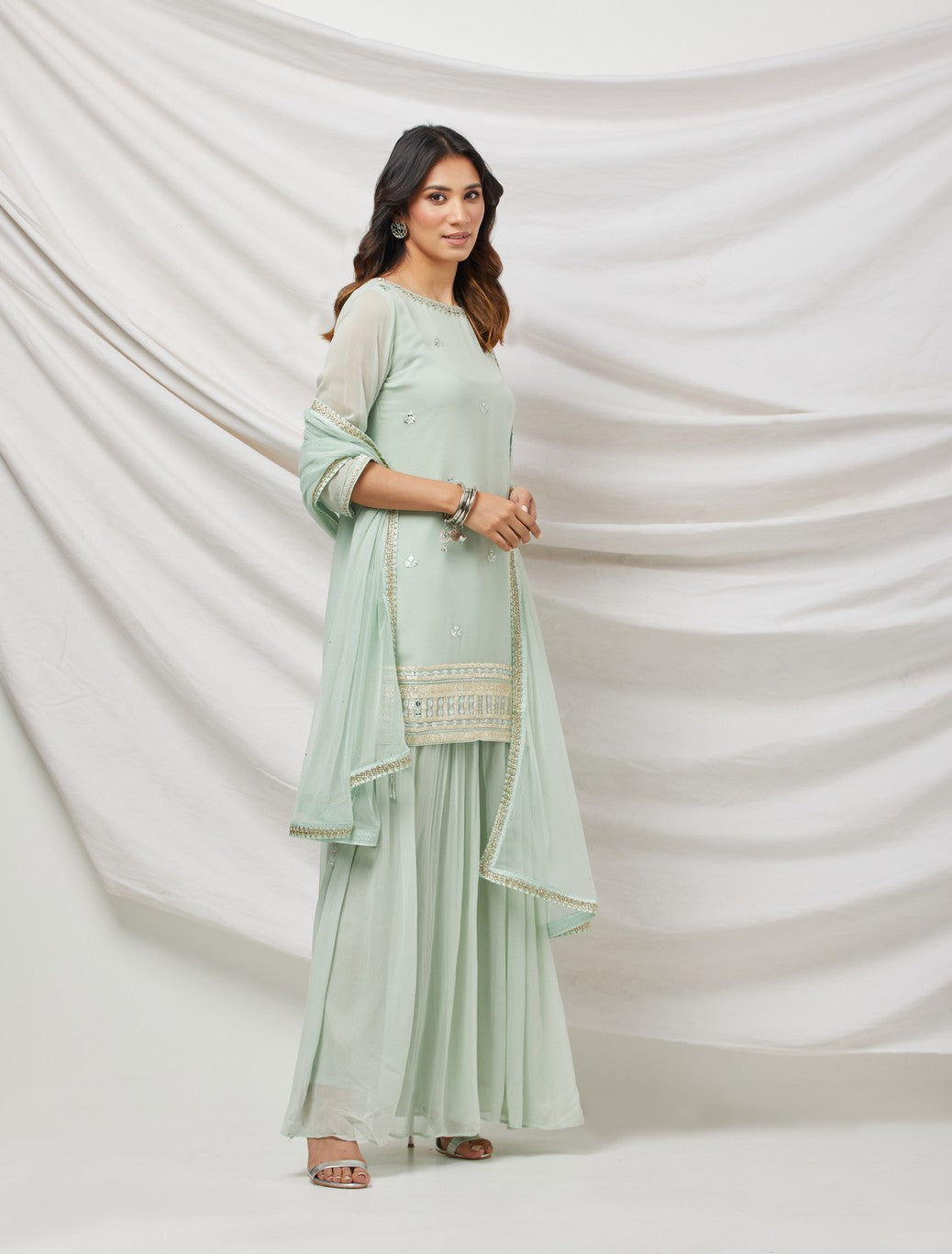 Aqua Blue Embroidered Kurta Set