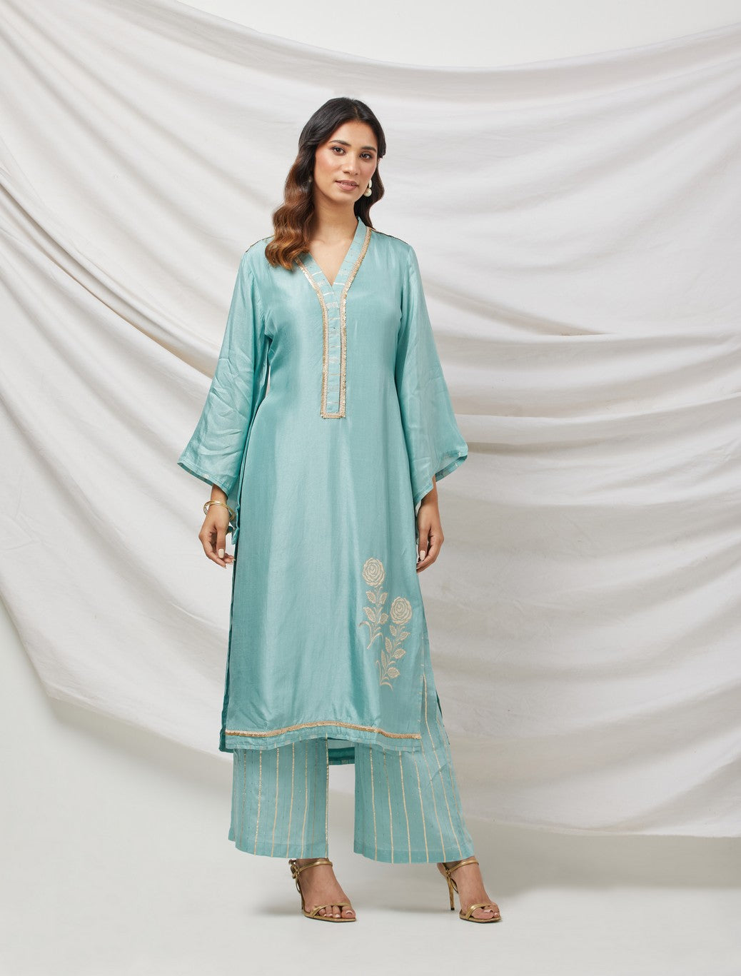 Blue Banarasi Silk Kurta Set