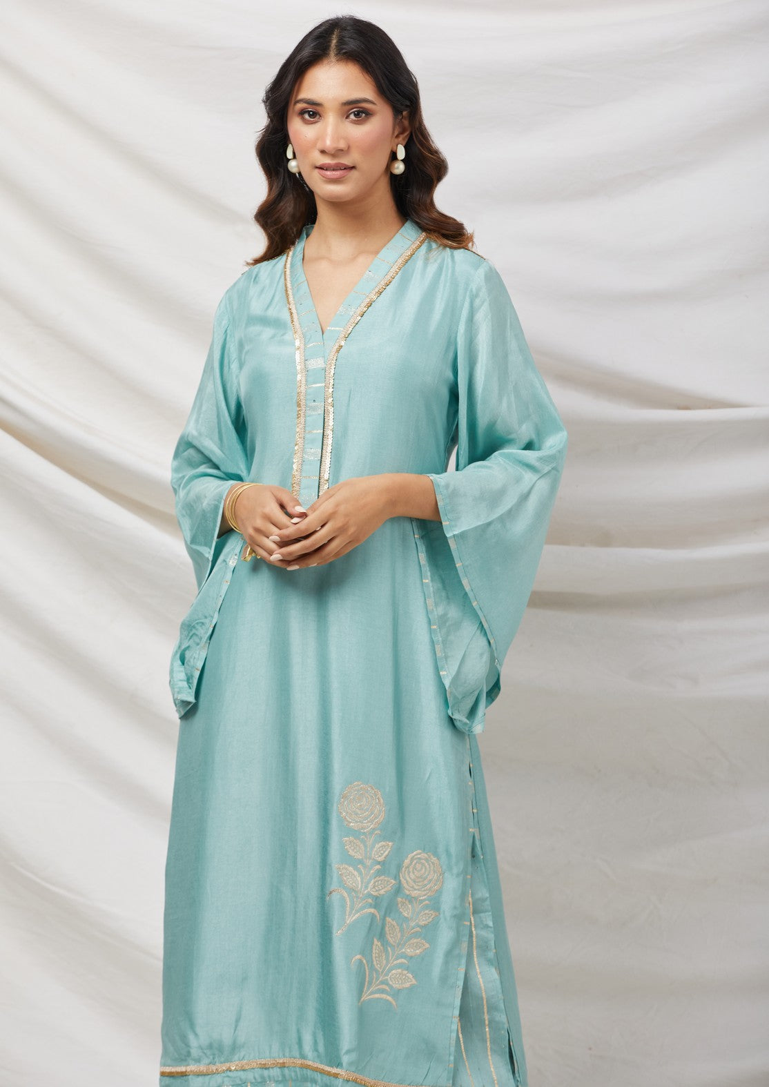 Blue Banarasi Silk Kurta Set