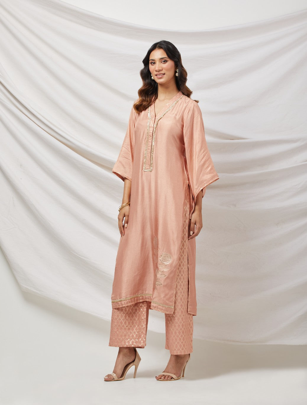 Pink Banarasi Silk Kurta Set