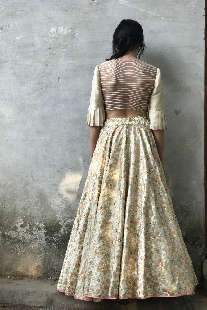 ivory embroidered lehenga