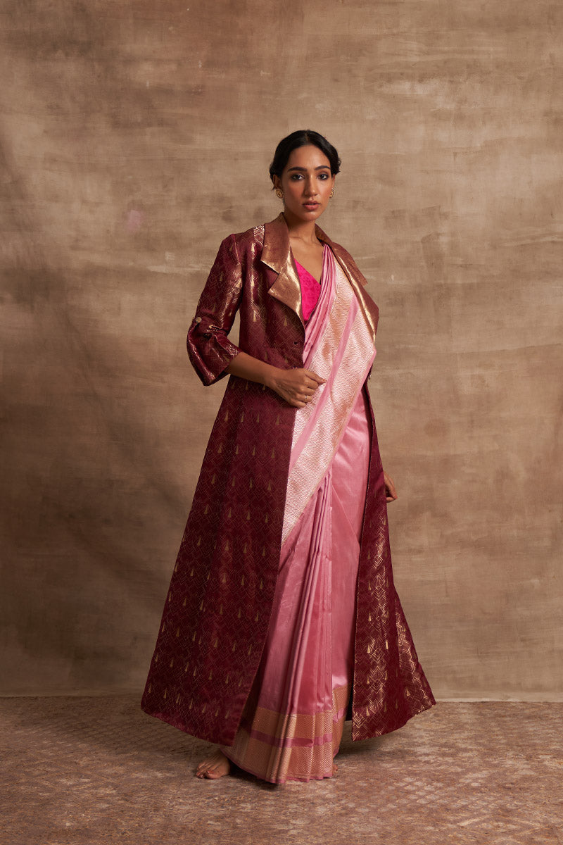 Geometrical Tissue Zari Satin Benarasi Handloom Jacket